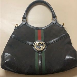 Authentic Gucci Web Rains Shoulder Bag